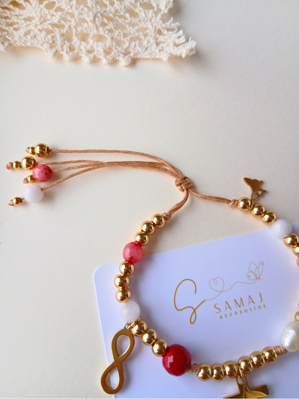 Pulsera ajustable charms infinito - virgen María - cruz