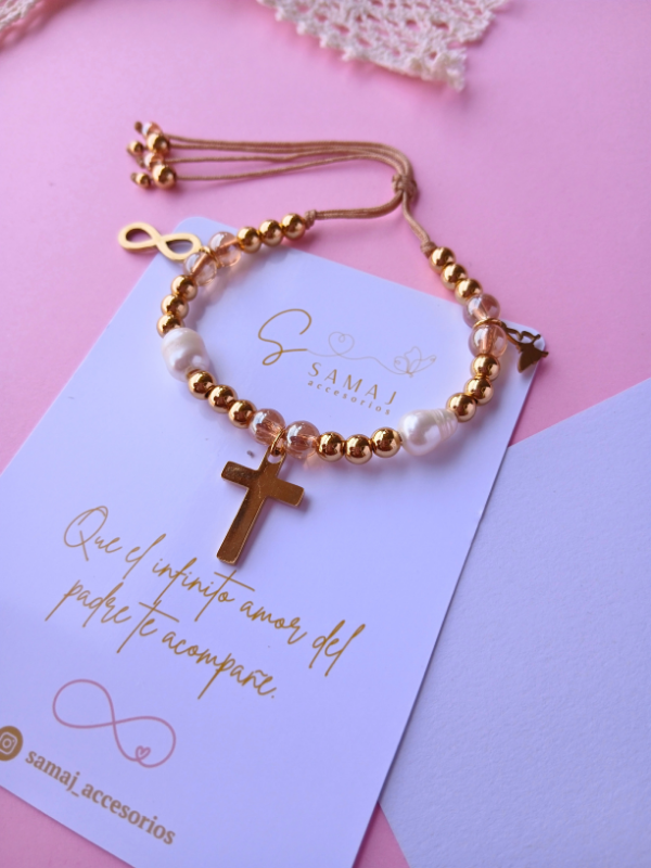 Pulsera ajustable charms infinito - cruz - mariposa