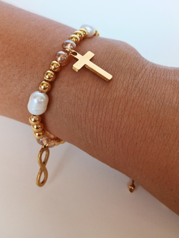 Pulsera ajustable charms infinito - cruz - mariposa