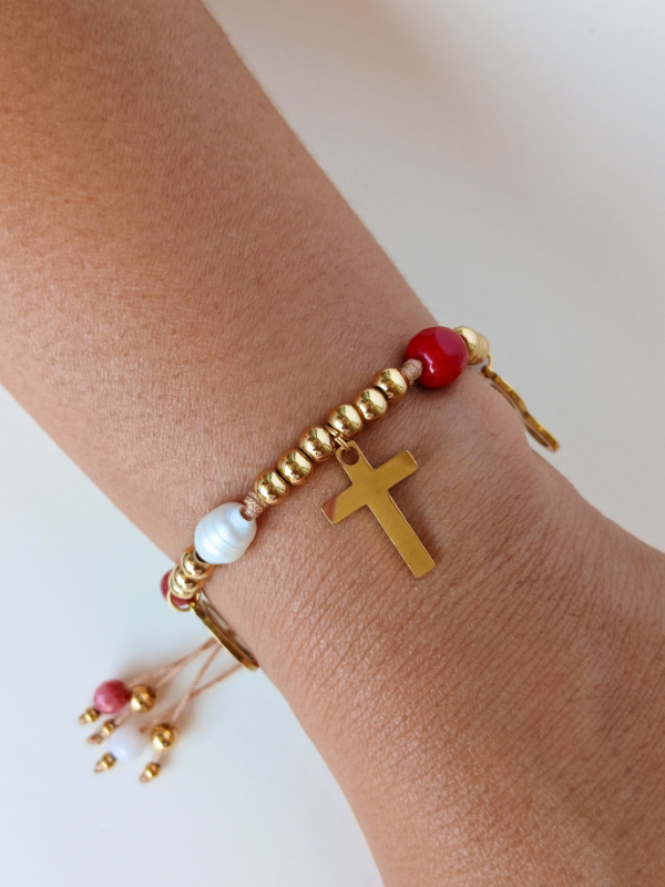 Pulsera ajustable charms infinito - virgen María - cruz